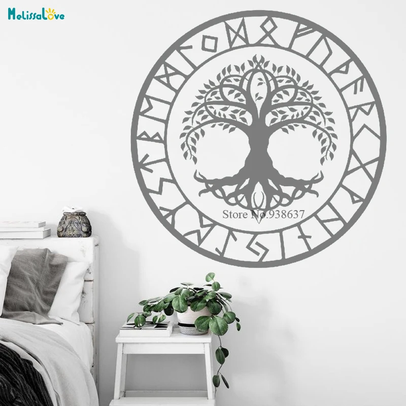 Tree of Life Wall Sticker Ancient Ruin Design Windows Bedroom Living Room Home Decal Vinyl Wallpaper BA684