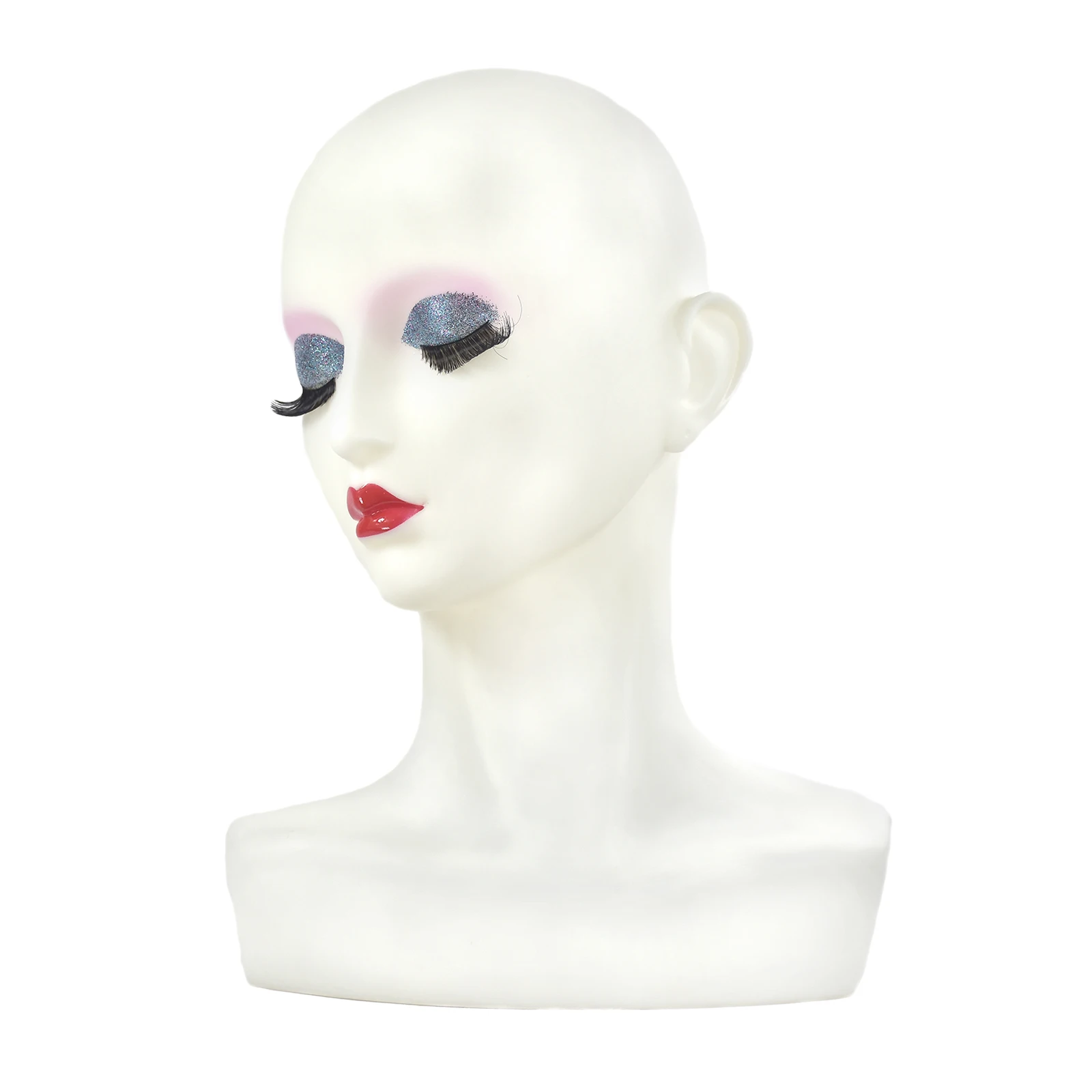 PVC Mannequin Female Head Model Dummy Wig Glasses Hat Display Stand White Barber Hair Styling Wig Making Holder Shoulder