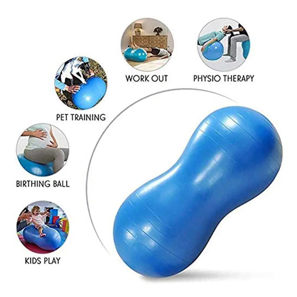 Yoga Ball Fitness Balls Peanut Balance Ball Iatable Thick Sports Yoga Peanut Ball Pilates Birthing Fitball With Manual Pump