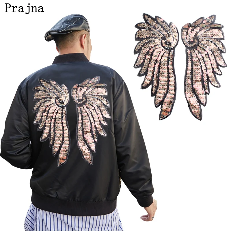 1 Pair Multicolor Sequin Patch DIY Angel Wings Iron on Patches for Clothes Sew on Embroidered Patches On Clothes Applique Sticke