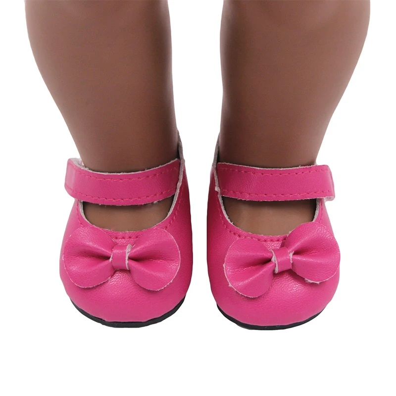 Hot Sale 7cm Bow-knot Doll Shoes For 18Inch American Dolls Pu Leather  Shoes Fit 43cm New Baby 1/3 BJD DIY Dolls Gift