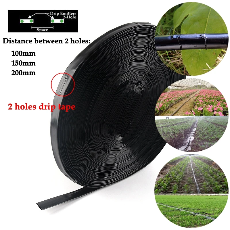 16mm 2-Holes Micro Irrigation System Drip Tape Space 10/15/20cm Under Film Soaker Greenhouse Farm Watering Hose Patch Tape Hose