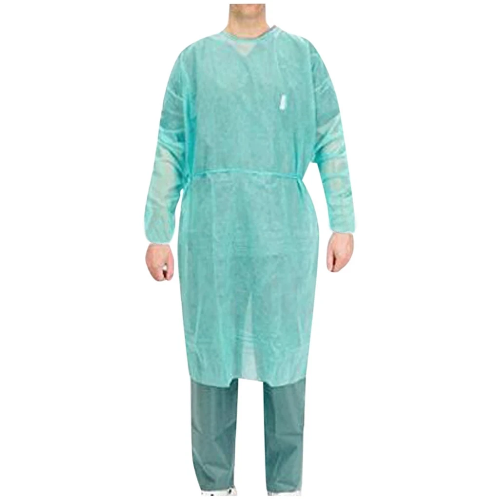 Unisex Disposable Protective Isolation Clothing Anti-spitting Waterproof Anti-oil Stain Nursing Gown Anti-fog Nursing Suit 10pcs