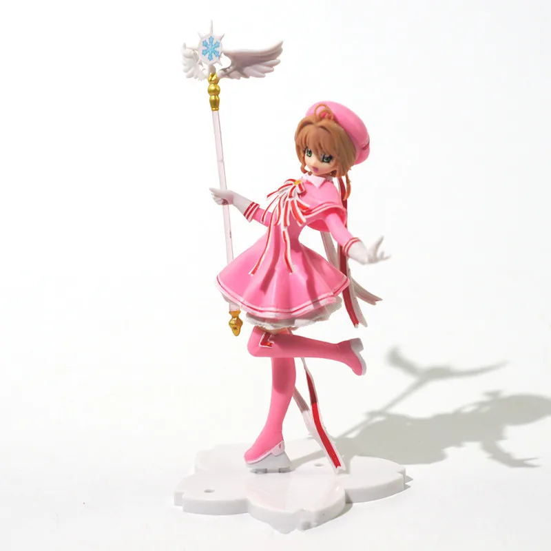 Anime śliczny różowy Captor karty SAKURA PVC Action Model figurki PVCMagic różdżka dziewczyny rysunek ciasto dekoracje domu prezent