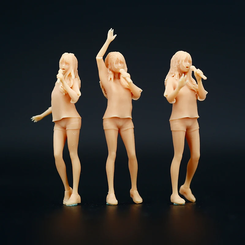 1:64 Handheld Microphone Girls Singing Men Playing Guitar Miniature Figure White Model Need To Be Colored By Yourself