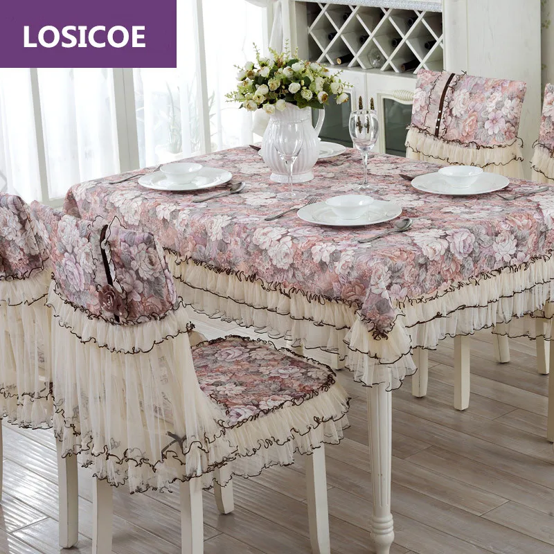 

Grade square dining table cloth chair covers cushion tables and chairs bundle chair cover pastoral lace cloth set tablecloths