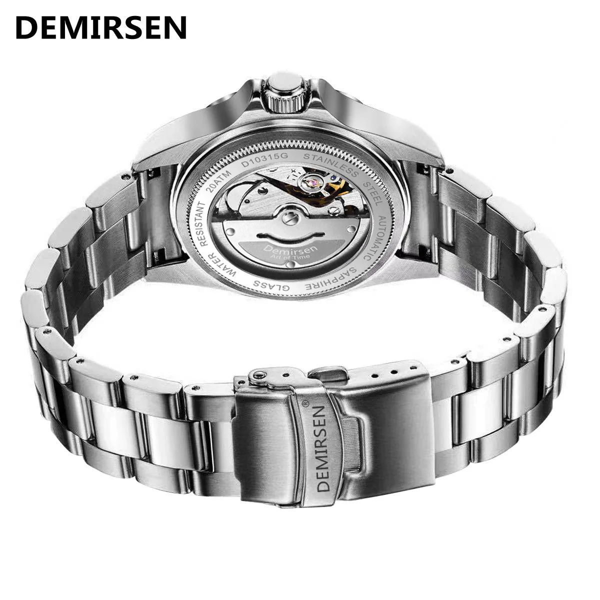 Demirsen Luxury Brand Dress Automatic Watch Business Pink Stainless Steel Waterproof Sapphire Glass Luminous Sports Wristwatch