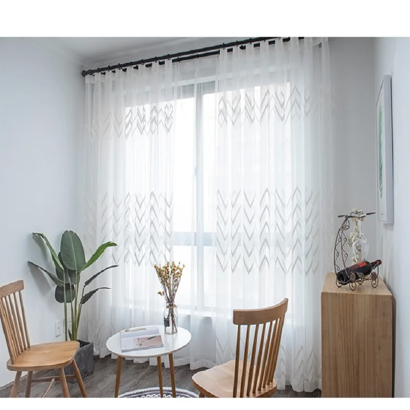 window Curtain gauze curtain product embroiders wave Europe type window gauze sitting room bedroom wave window curtains tulle