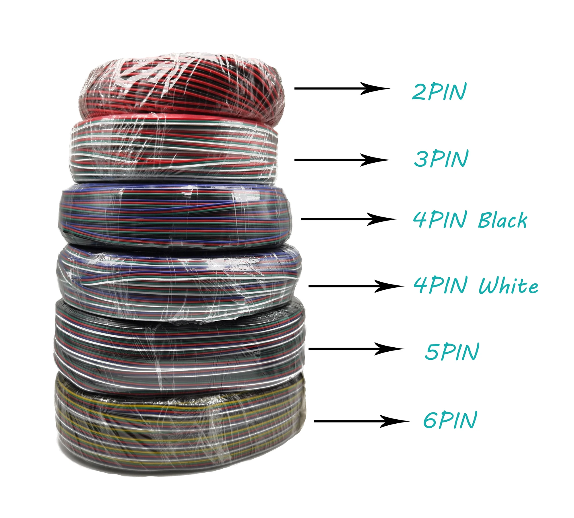 

2/3/4/5/6 Pin Electrical Wire 22AWG 50m Tinned Copper Wire Extension Connectors For 5050 3528 RGB SMD LED Strip Light