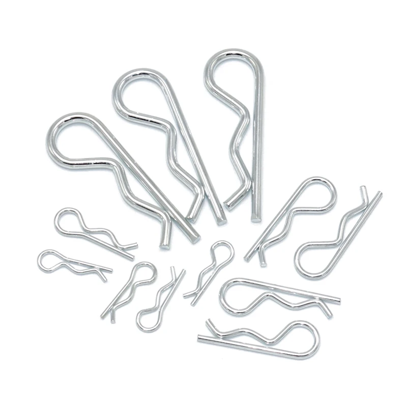 10/20pcs R Clip Cotter Pins Zinc-Plated Anti-rust Spring Pin Hair Pin Hitch Retaining Split Pins M1.2 M1.6 M1.8 M2 M2.