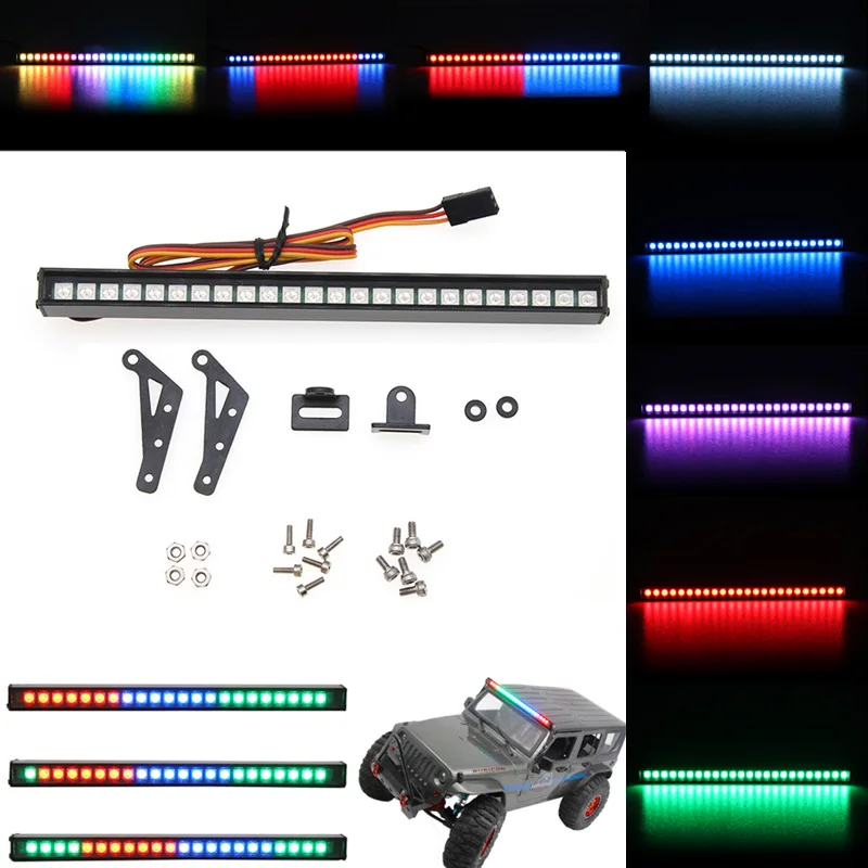 RC Car Upgrade Parts LED Light Bar Bulbs Roof Lamp 20 modes flicker for 1/10 RC Crawler Traxxas TRX4 Axial SCX10 90046 D90 TF2