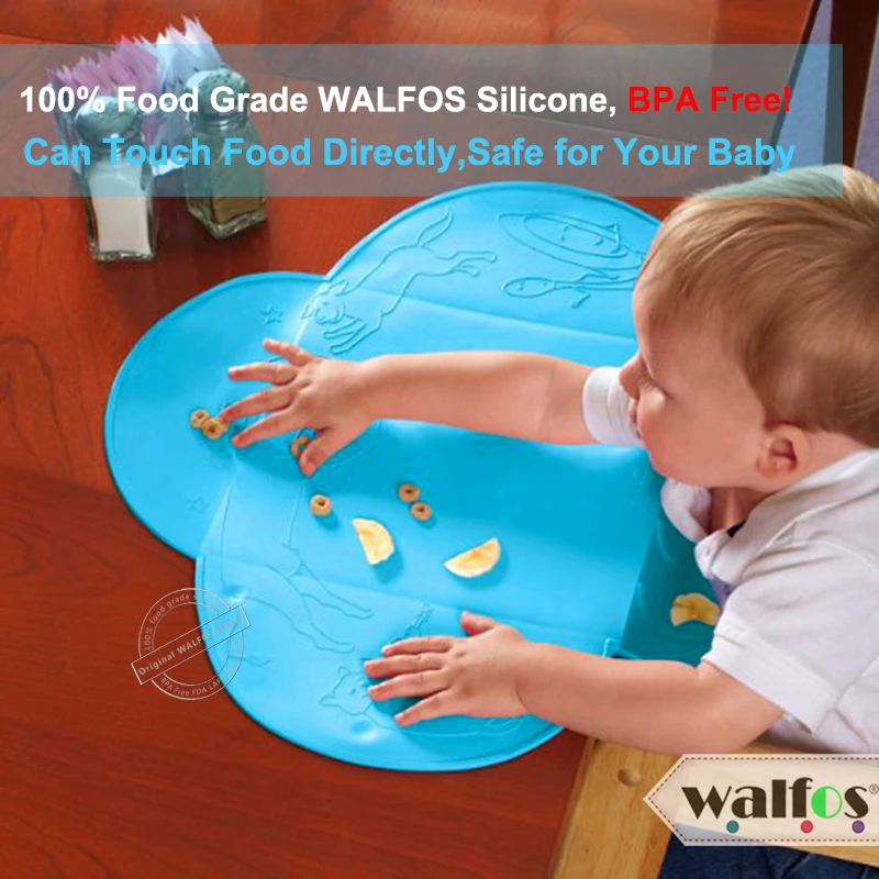 Walfos  Food Grade Silicone Baby Bib Table Mat Infant Tiny Diner Portable Placemat For Kids Baby Feeding Silicone Baby