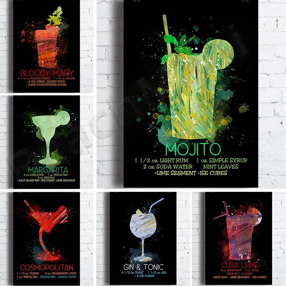 Bar Illustration Wall Art,  On The Beach Cocktail Recipe Print, Bar Poster, Black Background Wall Art, Kitchen Poster Cocktail