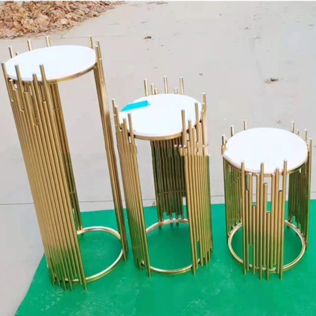 

3pcs/set)Gold Mesh Backdrop Round Flower Stand Grid Arch For Wedding Decoration yudao1888