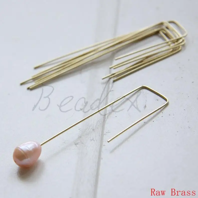 DIY Supply-Brass on Steel Finding Earring Hooks - Ear Wires - U Hooks 51x13mm (3282C)