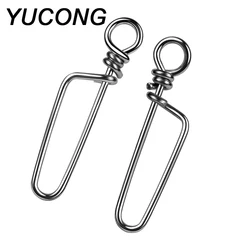 YUCONG 50/100Pcs Fishing Barrel Swivel 0#-7# Stainless Steel Hook Fast Clip Lock Snap Swivel Fishing Hook Connector Pesca Tackle