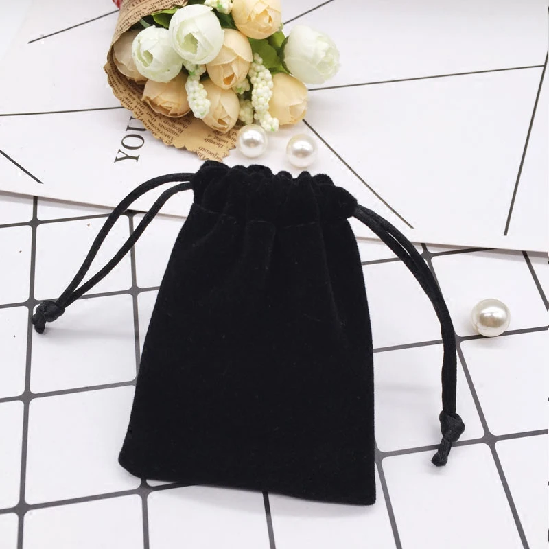 

100pcs high quality velvet jewelry drawstring dust bag pouch for accessories vanilla packaging Various colors,wholesale