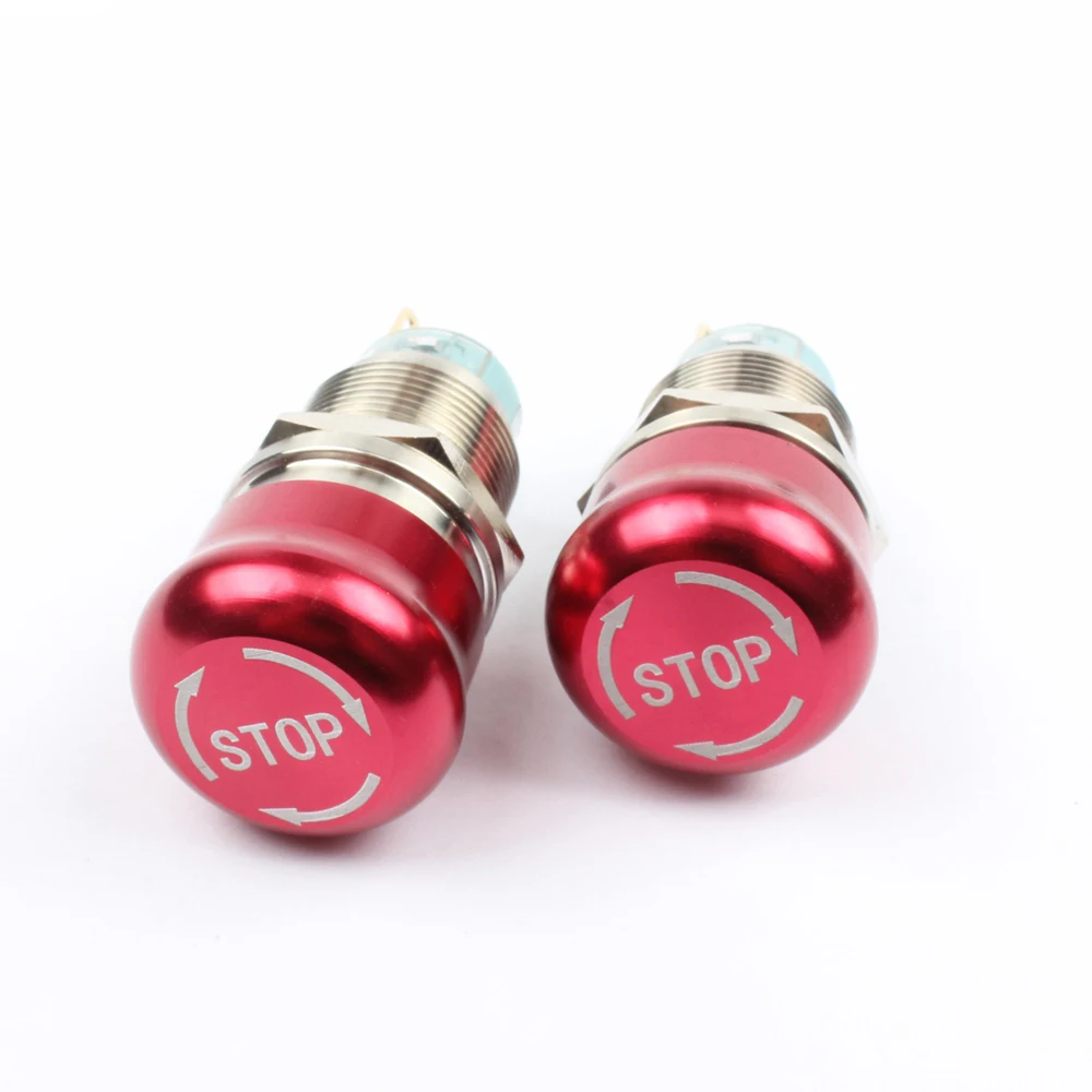 22mm Metal Emergency Stop Switch Stainless Steel Red Mushroom Head Switch Self-locked On Off 3/6Pins NONC 2NO2NC