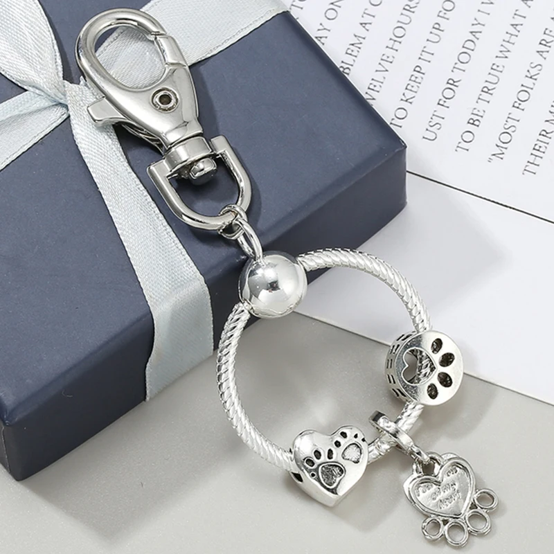 Silver Color Handmade Paw Charm ​Pendant Keychain Car Key For Women Men Bag Accessories Key Chain Best Jewelry For New Year Gift