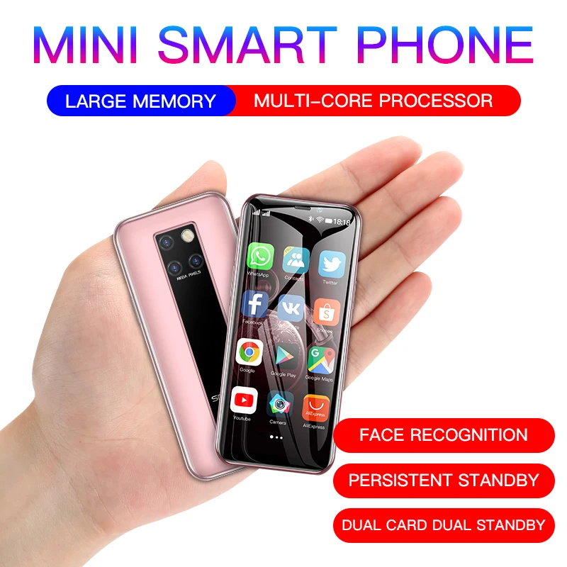 Soyes S10H Siêu Mini Điện Thoại Thông Minh Với RAM 3GB ROM 64GB Android 9.0 Hỗ Trợ Google Play Store Cực mỏng Thẻ Sinh Viên Điện Thoại Di Động