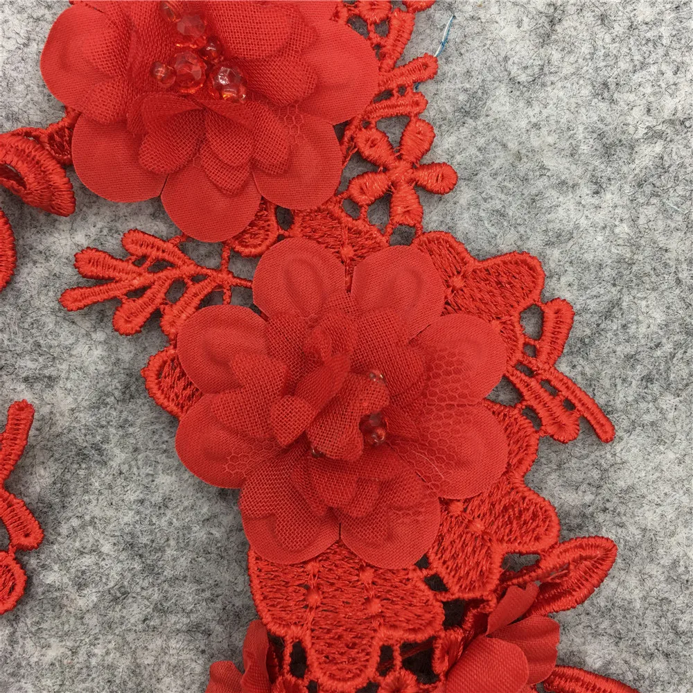 red Fabric Flower Venise Floral Lace Sewing Applique Lace Collar Neckline Collar Applique Diy Craft Neckline Sewing Accessories