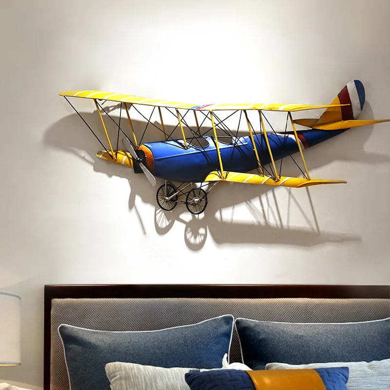 Retro Porch Wrought Iron Children's Room Wall Decoration Pendant Bar Coffee Shop Airplane Three-dimensional Wall Decoration