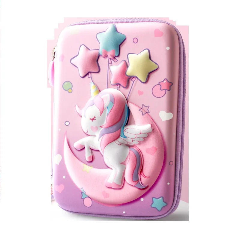 Imagem -06 - Unicórnio 3d Lápis Case Caixa de Armazenamento Eva Lovely Cartoon Pen Bolsa para Menina da Escola Kawaii Papelaria Pouch Borracha Titular Presente Rosa