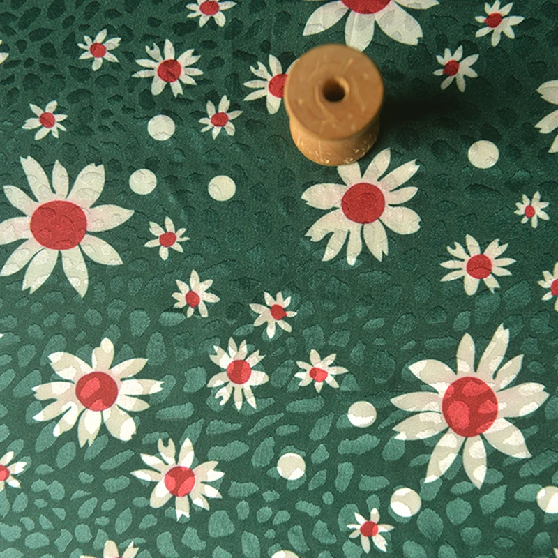 High quality fabric Dark green white flower jacquard tissu Handmade DIY fabric for shirt garment skirt patchwork