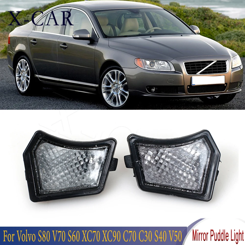 

X-CAR Car Front Door Mirror Puddle Light Courtesy Lamp Lens For Volvo S40 S60 S80 V50 V70 C30 XC70 XC90 31217838 31217839