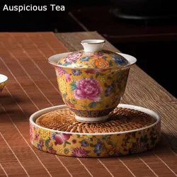 Jingdezhen Exquisite Pastel Tea Tureen Handmade Gaiwan Ceramics Tea Bowl Chinese Tea set Accessories Household Drinkware 200ml