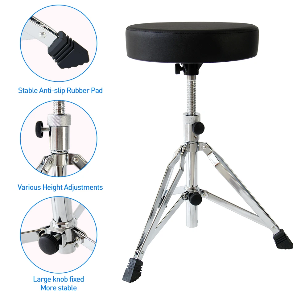 BATESMUSIC Adjustable Drum Throne Padded Stool Drum Chair for Music Show Anti-Slip Feet Seat for Adults and Kids image 2