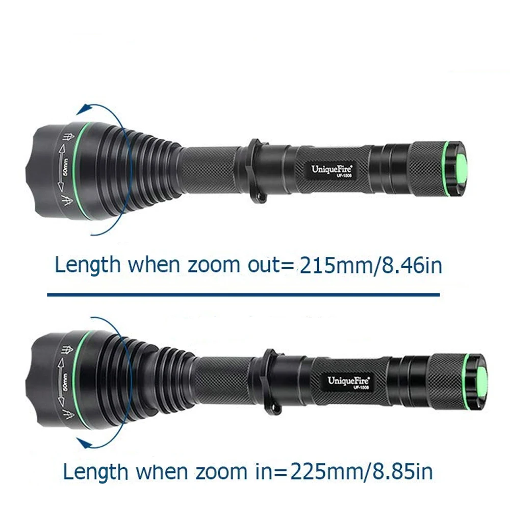 UniqueFire 1508 T50 Reflector XM-L2 LEDPowerful Adjustable Flashlight 5 Modes Operated Torch Lamp for Night Camping Riding