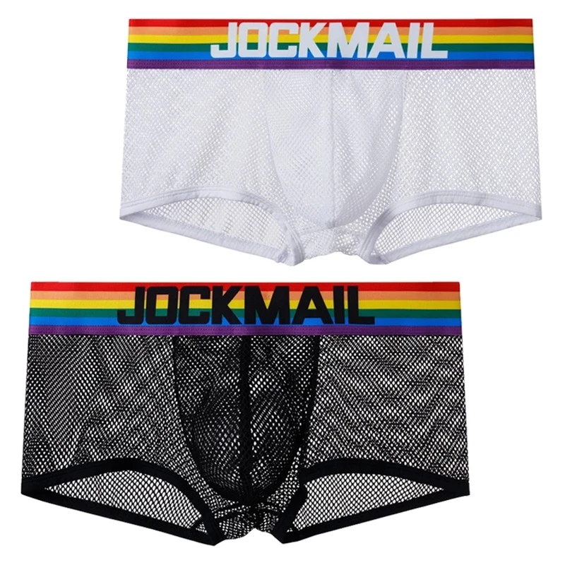 Sexy Boxer Men Gay Underwear Cotton Rainbow Mesh Thermal Underpants Shorts Pijama Cuecas Masculinas Calzoncillos Hombre Slip