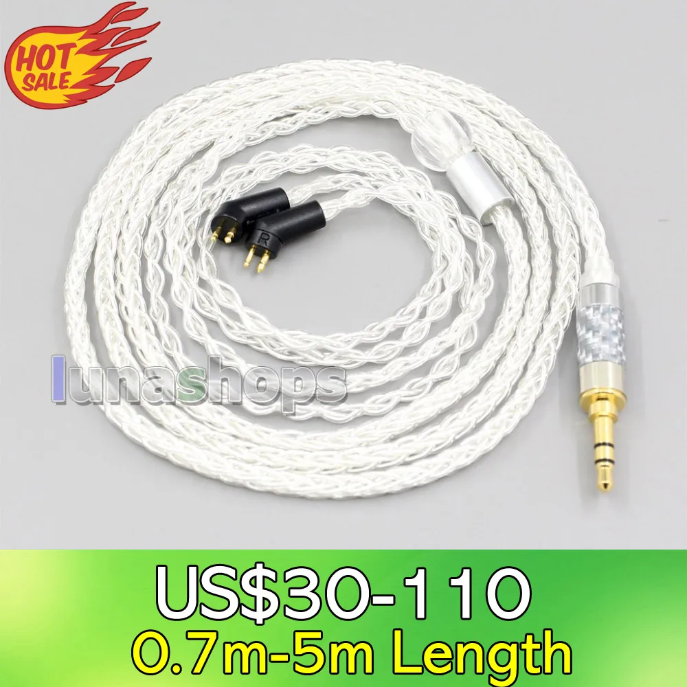 LN006562  2.5mm 4.4mm XLR 8 Core Silver Plated OCC Earphone Cable For Etymotic ER4B ER4PT ER4S ER6I ER4 2pin