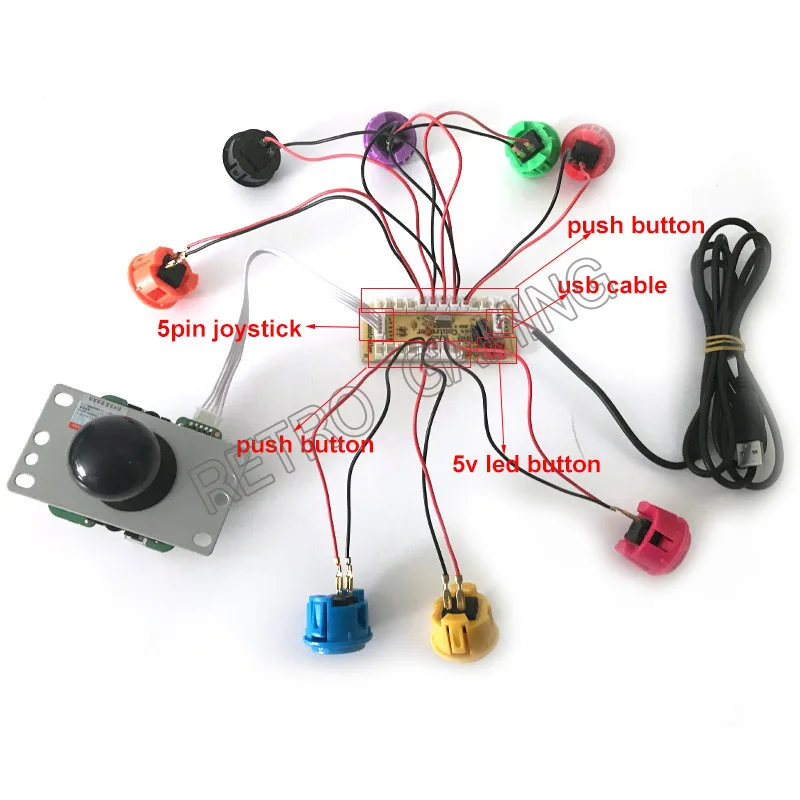 DIY Arcade Kit Mit Joystick & 10 Tasten | USB Encoder Für Retropie, Raspberry Pi & PC