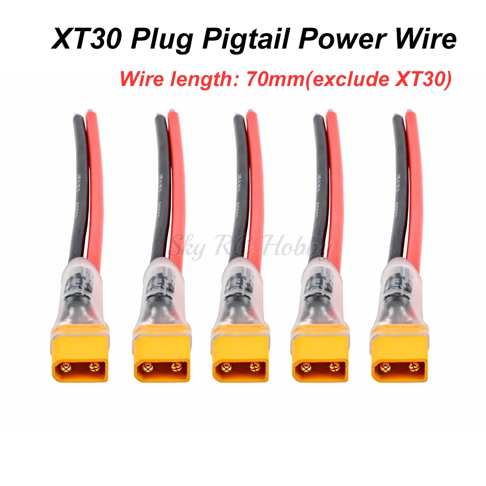 XT30 Plug Pigtail Power Wire with 100μF Capacitor for Mobula7 HD TRASHCAN UR85 UR85HD Crazybee F3 / F4 PRO RC Parts