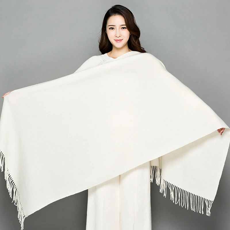 Luxury Womens Warm Scarves Wrap Shawl Women Wool Solid Thinkening Scarves Warm Shawl Scarf With Tassels Soft Fashion Shawl