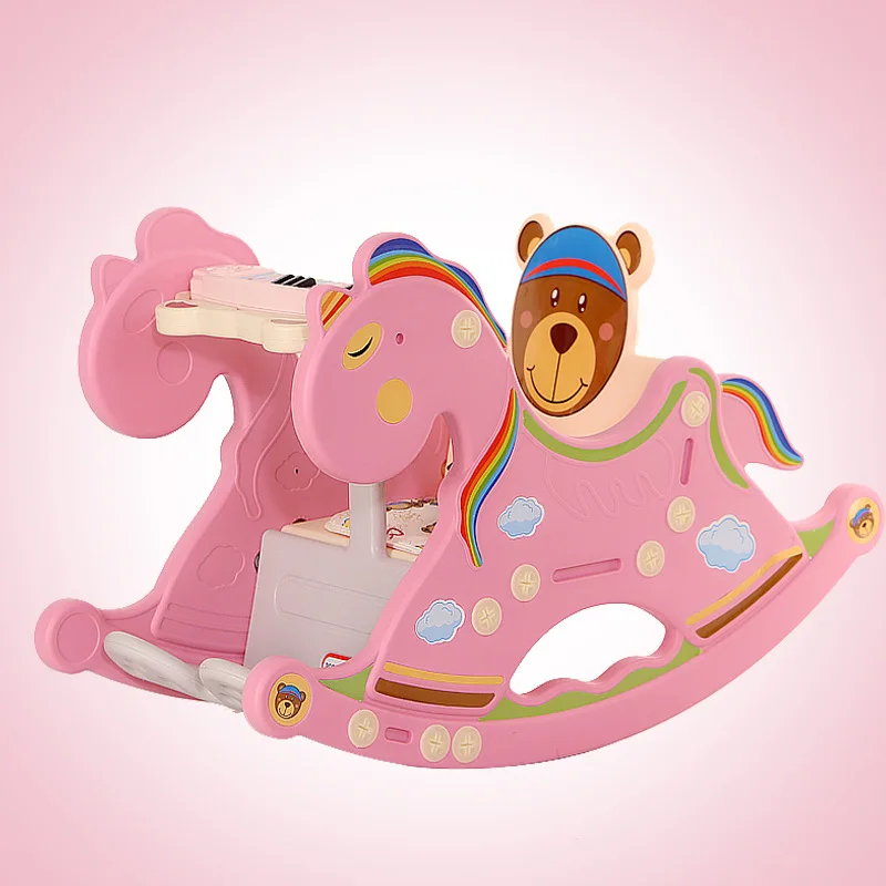 Baby Rocking Chair Music Trojan Rocking Horse Toy Children Rocking Horse Gift Wholesale Swinging Chair