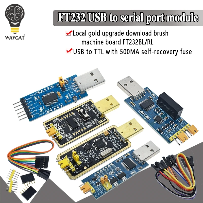 WAVGAT FT232BL FT232RL FT232 USB TO TTL 5V 3.3V Download Cable To Serial Adapter Module For Arduino USB TO 232 support win10
