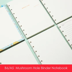 Sharkbang B6 A5 Mushroom Hole Binder Notebook Refills 8&7 Ring T Type Holes Planner Line/Gird/Dot/Blank Types Office Supplies