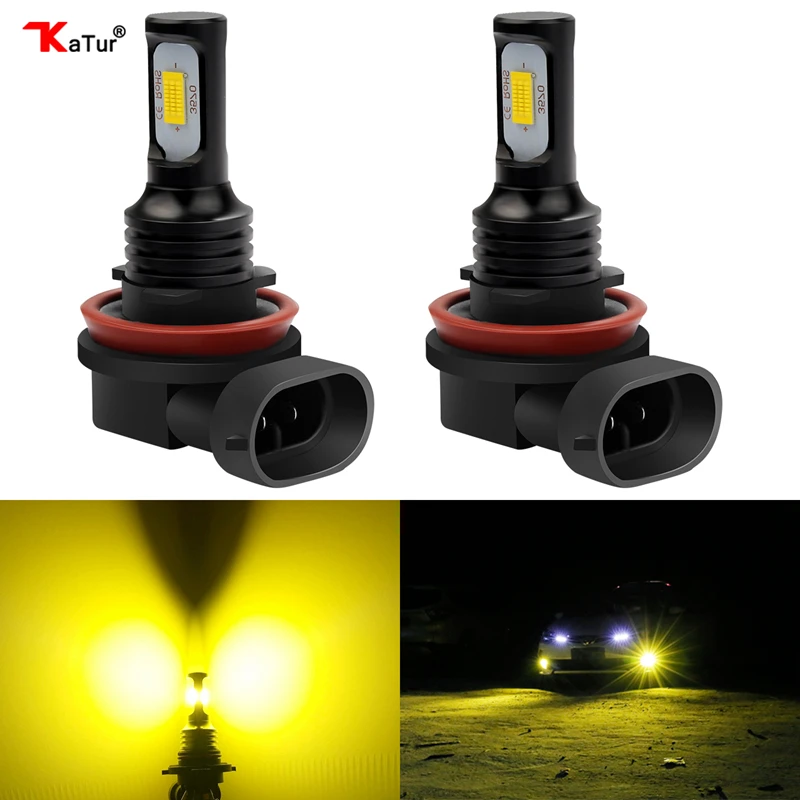 KaTur H11 LED Fog Light Bulbs Extremely Bright 2400 Lumens H8 H9 H16 LED for Driving Running Lamp Lights Gold Golden 6000K White