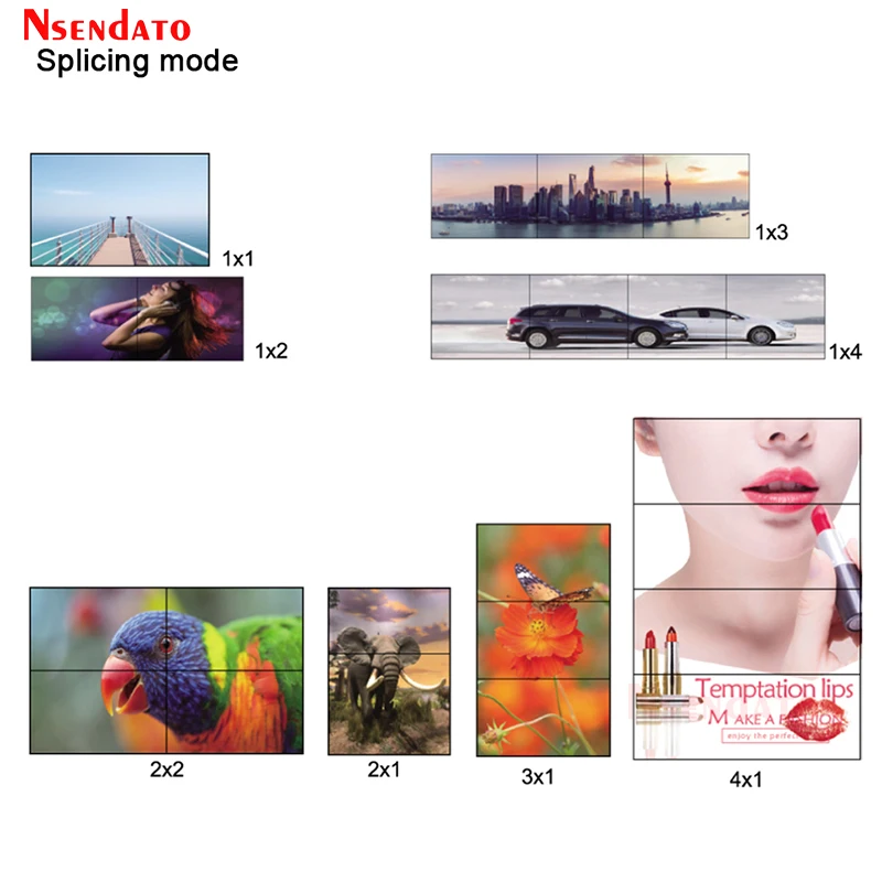4k 30hz 2x2 hdmi vídeo parede controlador jogador tela de costura processador splicer 1x2 1x4 1x3 2x1 3x1 4x1 hdmi tv vídeo splicer