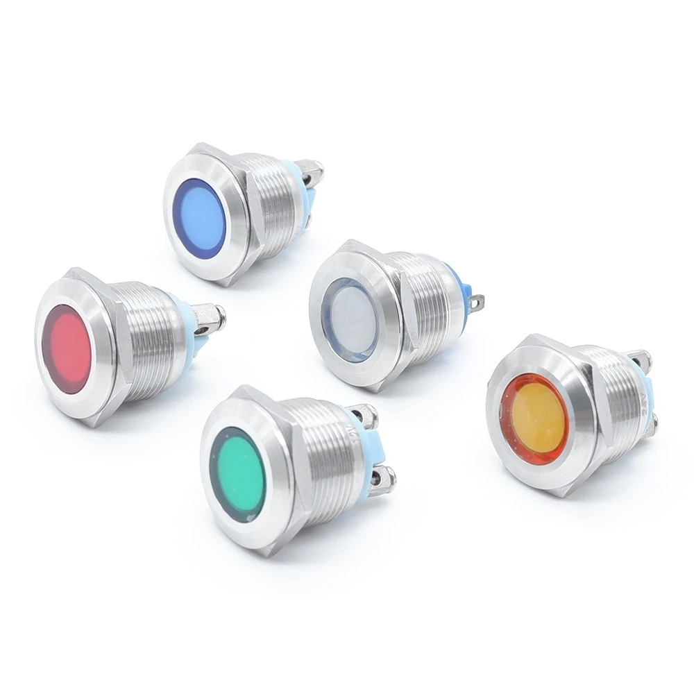 19mm Indicator Light Panel Pilot Signal Lamp Mount LED Power highlight 3V 5V 6V12V 24V 110V 220V Red Yellow Blue Green White