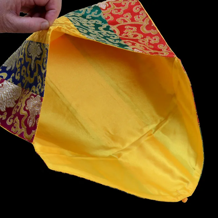 Tibetan-Style Scripture Book Bag, Buddhist Collection Pouch, Large Silk Brocade, Chinese knot Storage Pack, Colorful, Lucky,