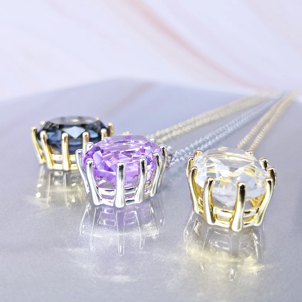 DreamCarnival1989 Hot Sell Women 18mm Big Zircon Pendant Necklace Fine Cut Prong Wedding Anniversary 3 Color Jewelry Gift WP6874