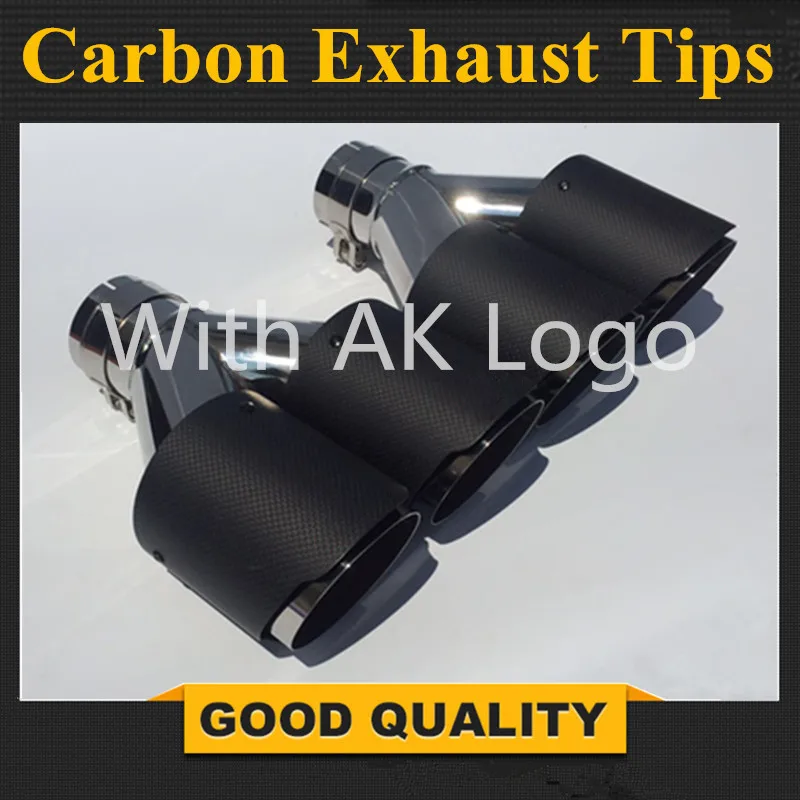 

2Piece Universal Dual Exhaust Tip Car Accesorries Carbon Fiber Exhaust Pipe Tailpipe Exhaust Muffler Tip for Akrapovic Logo