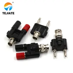1PCS BNC Type Adapter To Double Wire Pillar/Banana Plug Transform Connector All Copper Nickel Plated
