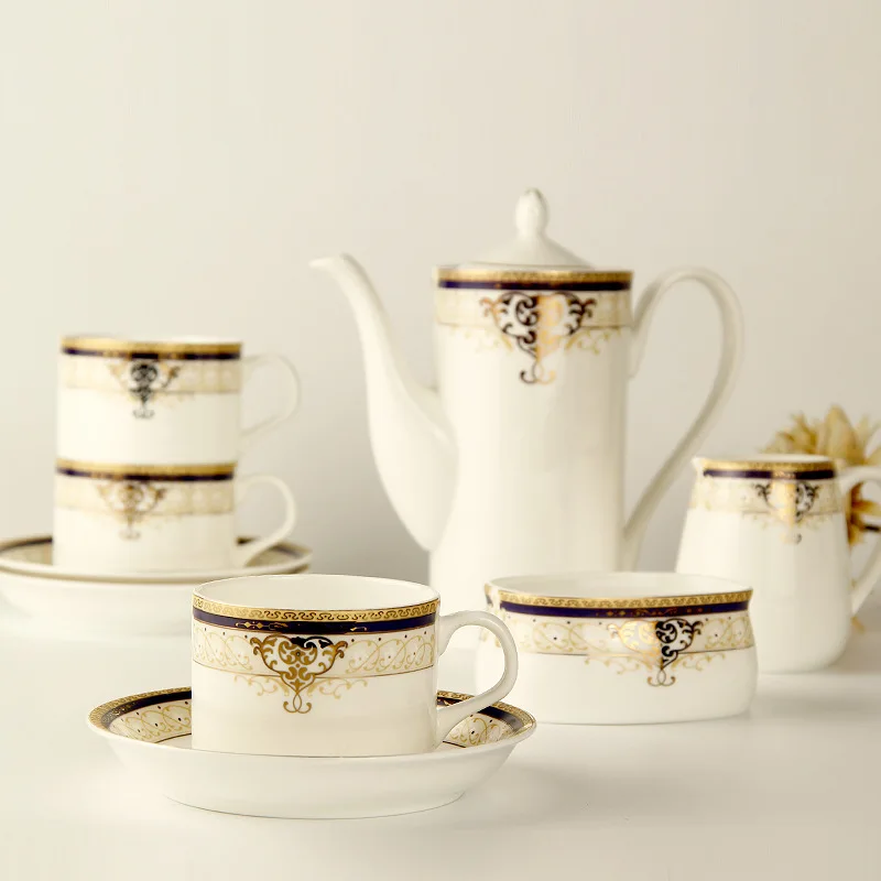 

European Wedding Tea Set 15 pieces coffee set English afternoon tea set bone ceramic black tea cup