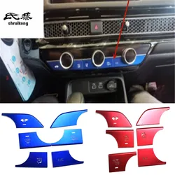 6pcs/Lot Aluminum Alloy Air Conditioning Control Adjustment Panel Decorative Cover For 2022 Honda CIVIC 11th MK11