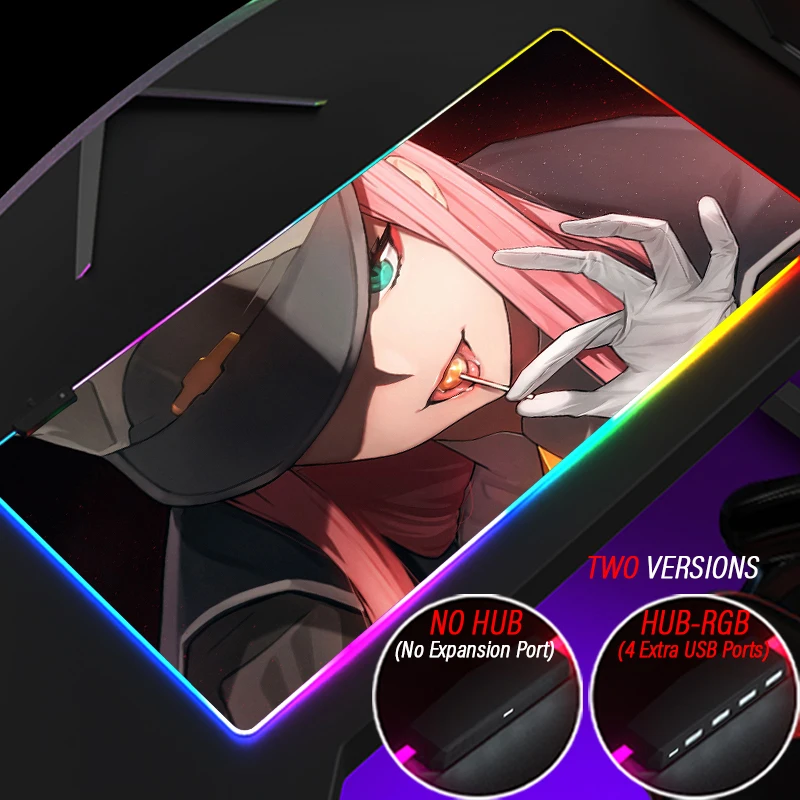 Hot RGB บุคลิกภาพ Luminous ZERO สองแผ่น Pad HUB 4พอร์ต USB DARLING ใน FRANXX Mousepad HD การพิมพ์ที่กำหนดเอง mat